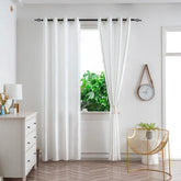 Cortina Jacquard com Folhagem Branca 140x260cm-Individual - BOD HOME