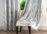 Cortina Jacquard com Folhagem Cinza 140x260cm-Individual - BOD HOME