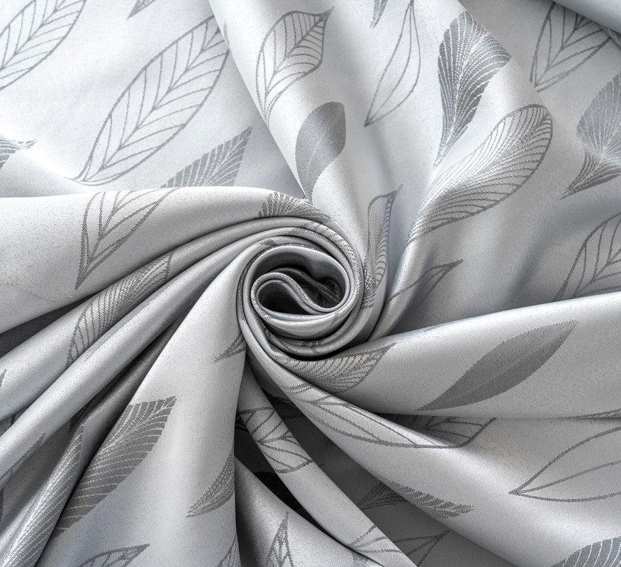 Cortina Jacquard com Folhagem Cinza 140x260cm-Individual - BOD HOME