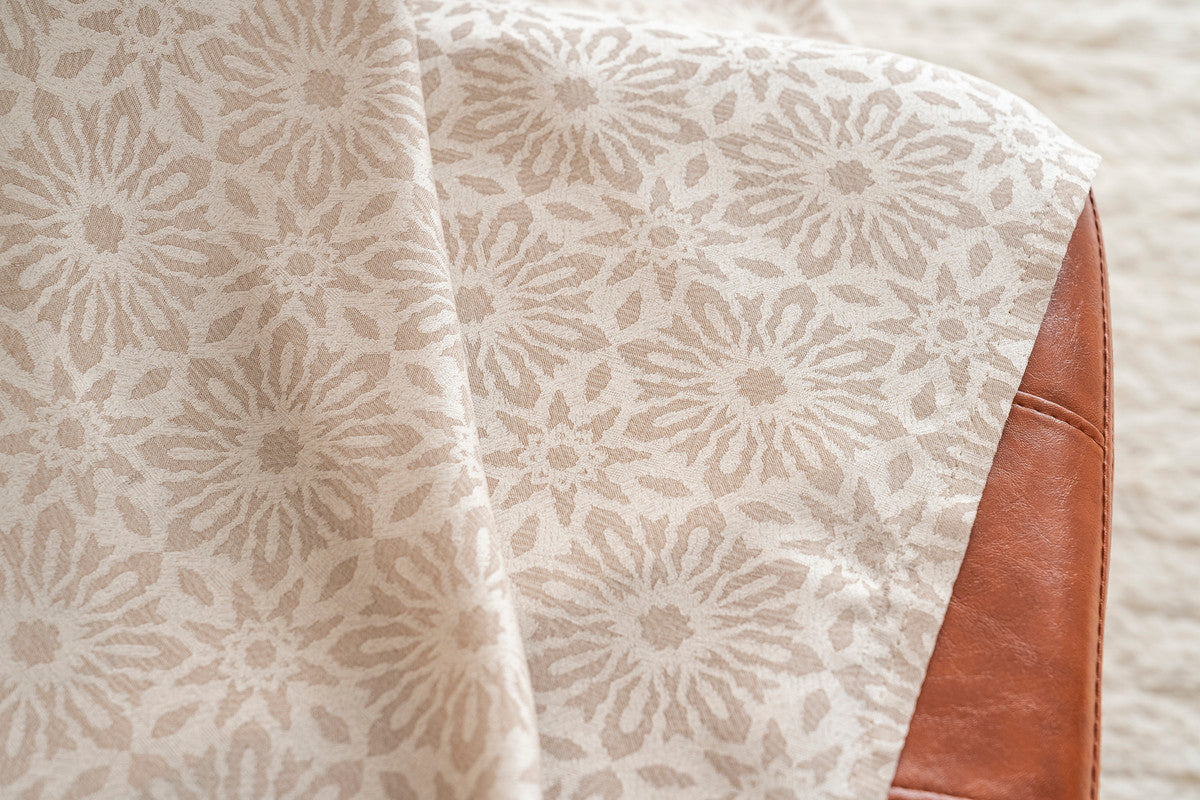  Cortina Opaca Jacquard Flores Bege 140x260CM-Individual - BOD HOME