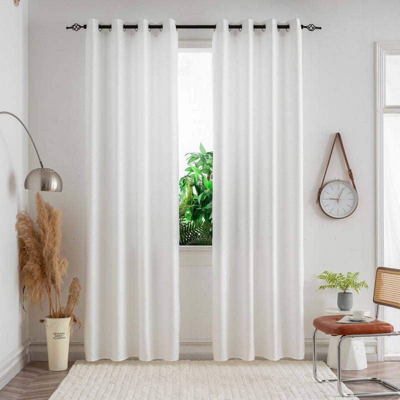 Cortina Opaca Jacquard Flores Branca 140x260CM-Individual - BOD HOME
