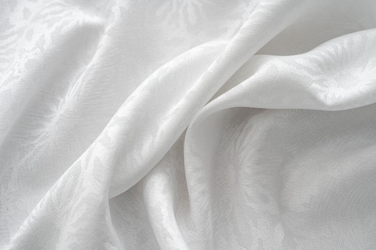 Cortina Opaca Jacquard Flores Branca 140x260CM-Individual - BOD HOME