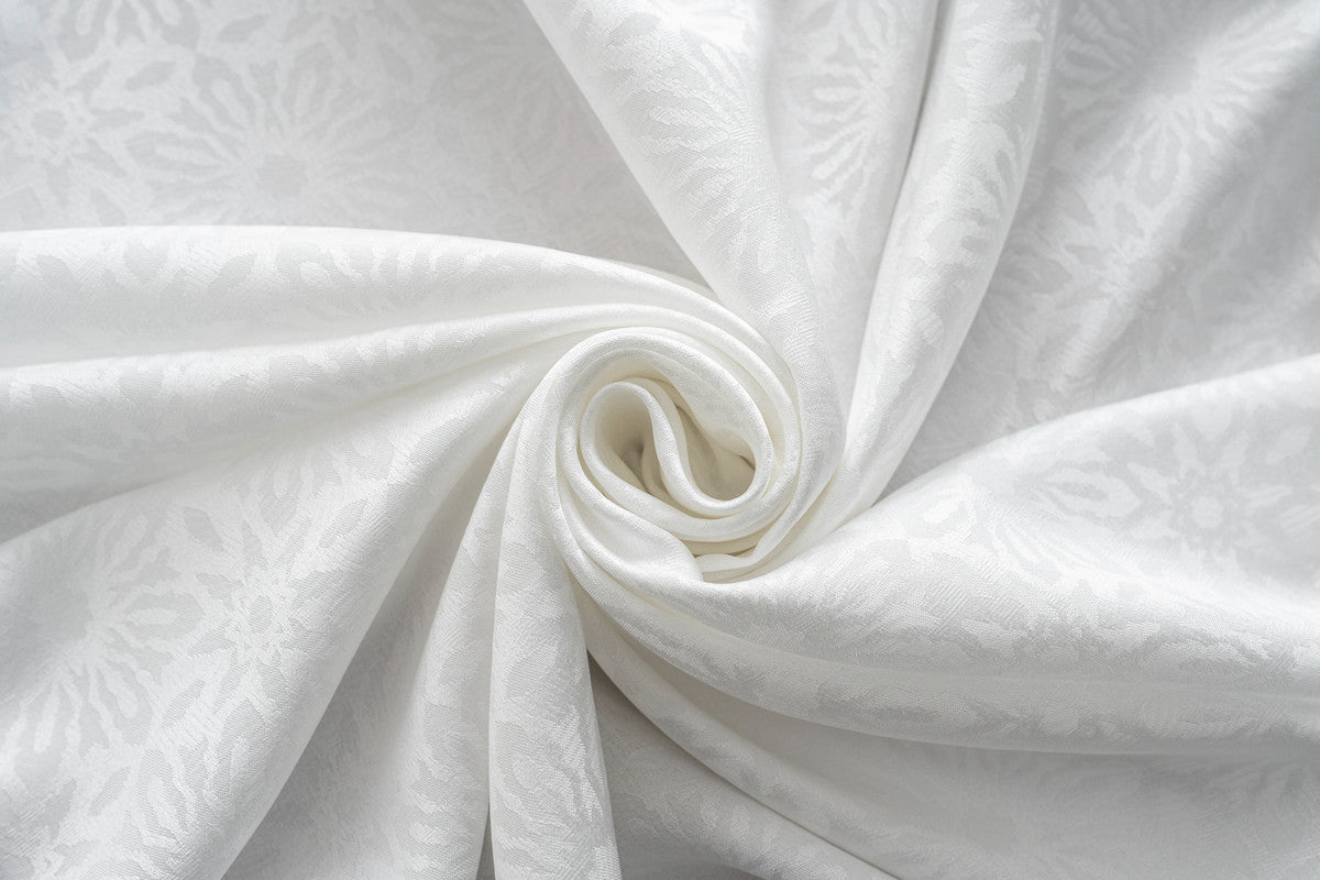 Cortina Opaca Jacquard Flores Branca 140x260CM-Individual - BOD HOME