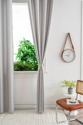 Cortina Opaca Jacquard Flores Cinza 140x260CM-Individual - BOD HOME