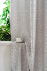 Cortina Opaca Jacquard Flores Cinza 140x260CM-Individual - BOD HOME