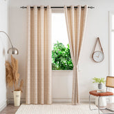 Cortina Opaca Jacquard Quadradas Bege 140x260CM-Individual - BOD HOME