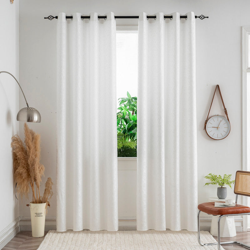Cortina Opaca Jacquard Quadradas Branca 140x260CM-Individual - BOD HOME