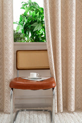 Cortina Opaca Jacquard Quadradas Bege 140x260CM-Individual - BOD HOME