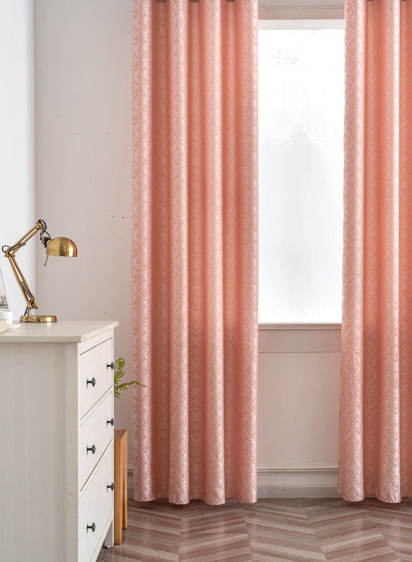 Cortina Opaca Jacquard Quadradas Cor-de-Rosa 140x260CM-Individual - BOD HOME