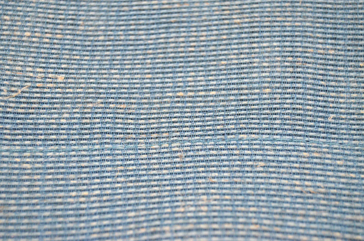 Cortina em Tecido de Linho Azul com Detalhes 140x260cm-Individual - BOD HOME