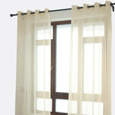 Cortina em Tecido de Linho Bege com Detalhes 140x260cm-Individual - BOD HOME