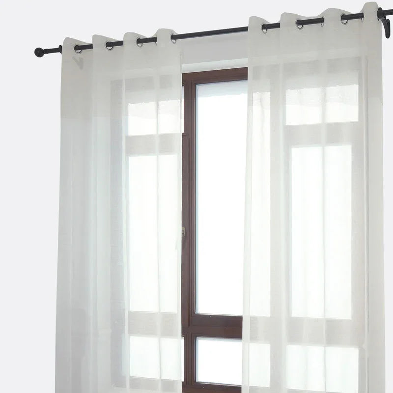 Cortina em Tecido de Linho Branca com Detalhes 140x260cm-Individual - BOD HOME