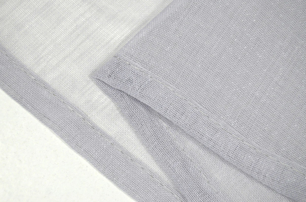 Cortina em Tecido de Linho Prateada com Detalhes 140x260cm-Individual - BOD HOME
