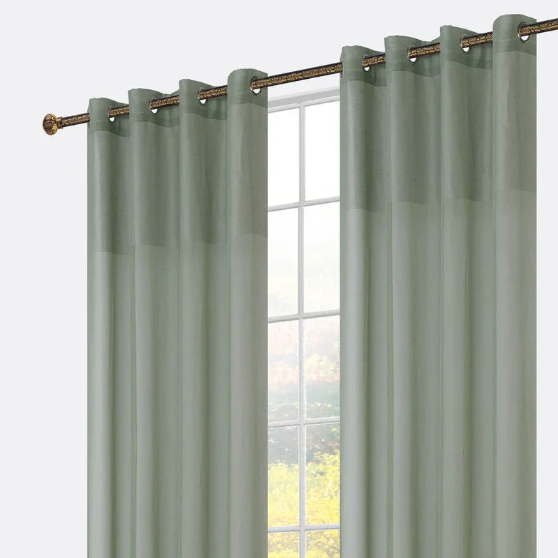 Cortina em Tecido de Linho Verde com Detalhes 140x260cm-Individual - BOD HOME