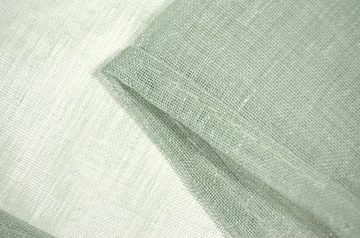 Cortina em Tecido de Linho Verde com Detalhes 140x260cm-Individual - BOD HOME