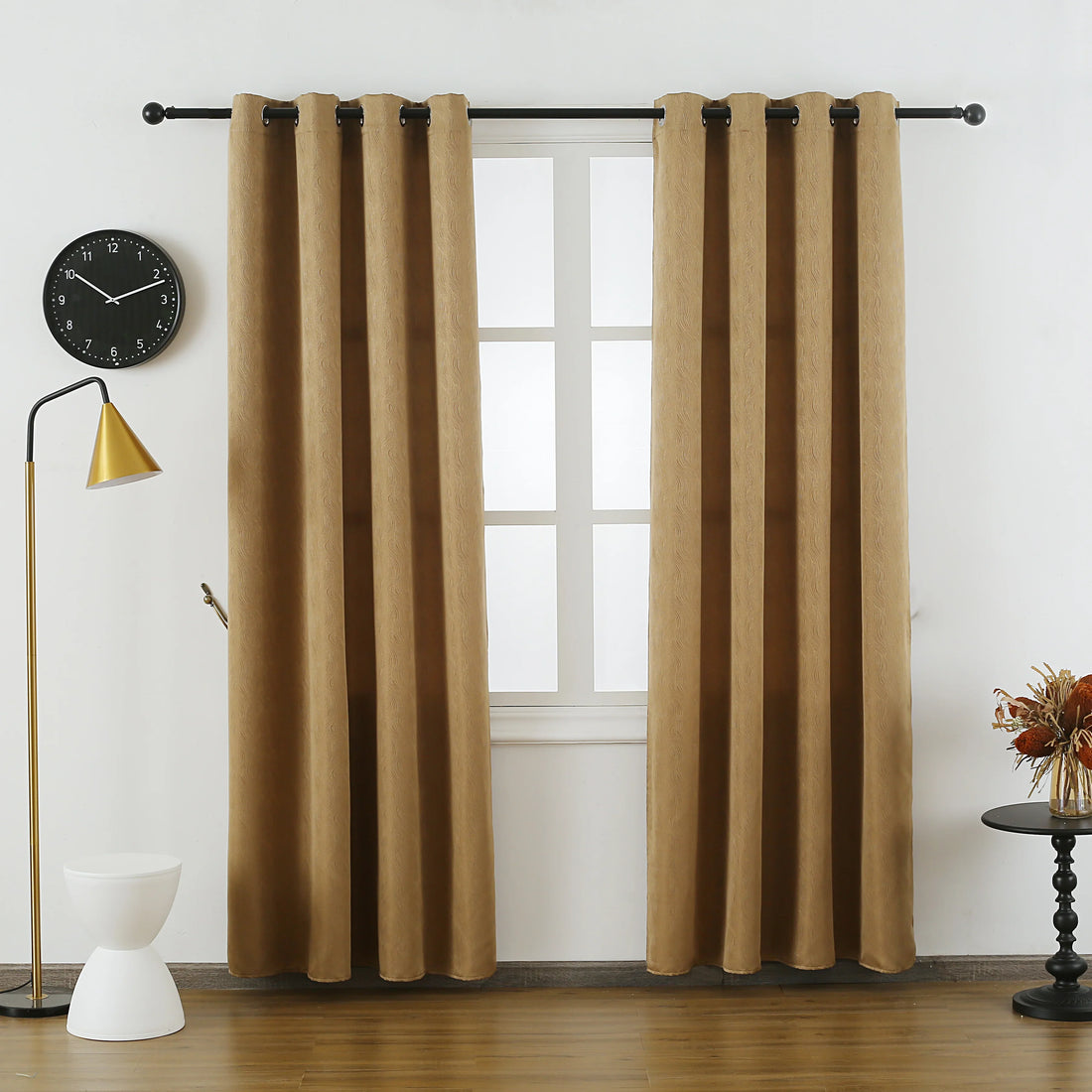 Cortina de Tela Delicada con Patrón de Ondas Marrones 140*260cm-Individual