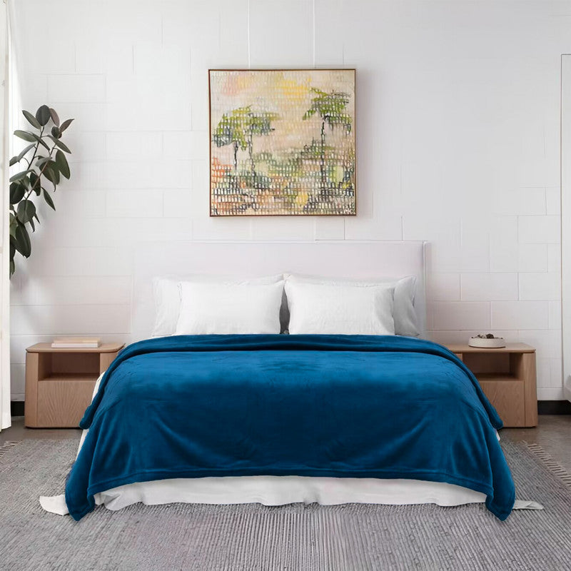 Manta de flanela Azul Pavão - BOD HOME