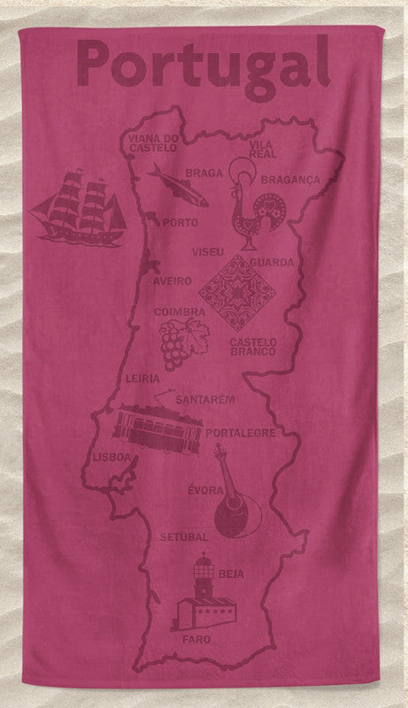 Toalha de Praia com Relevo Monocromático Rosa 100x180cm - BOD HOME