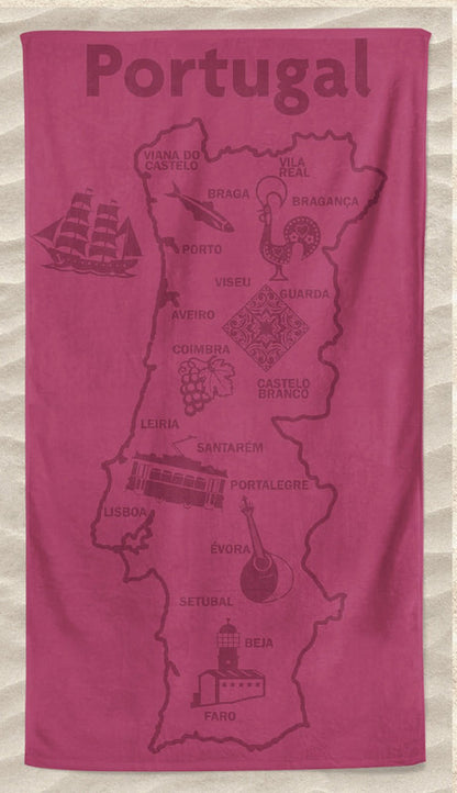 Toalha de Praia com Relevo Monocromático Rosa 100x180cm - BOD HOME