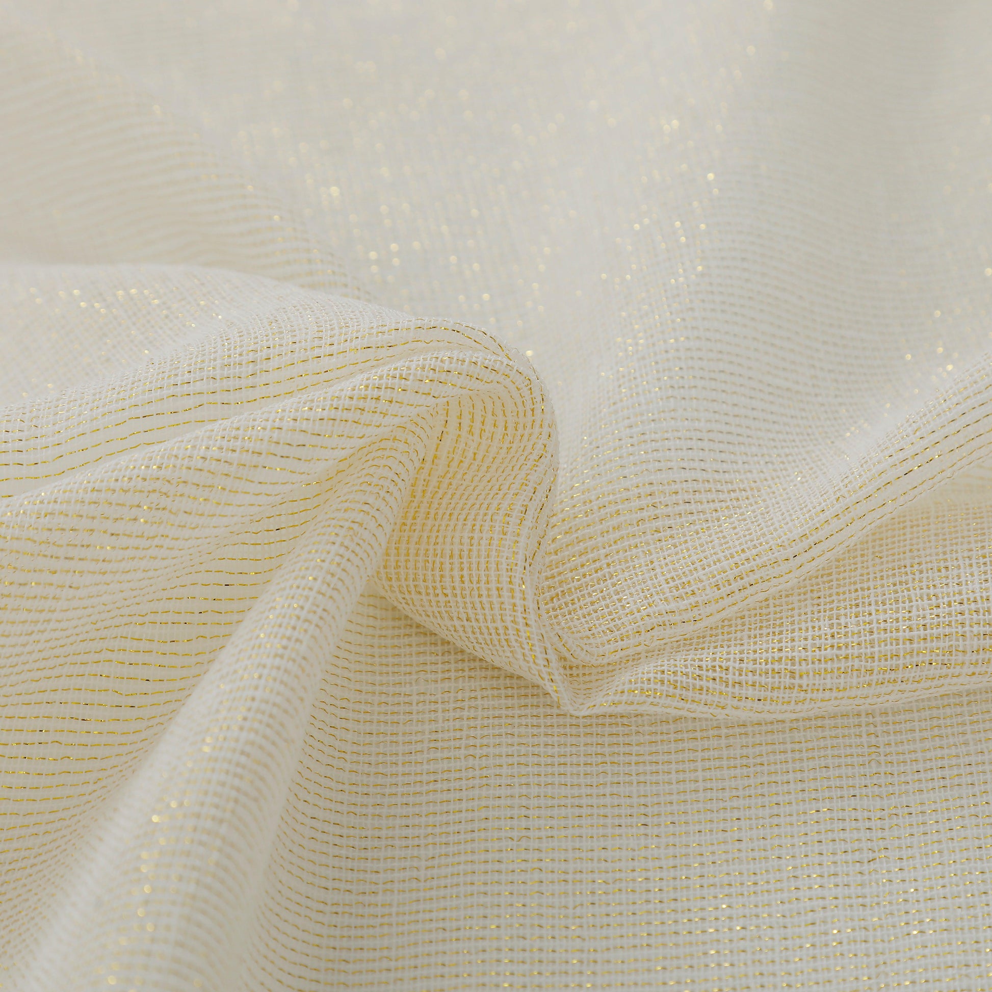 Cortina de linho branco com fios de dourada entrelaçados 140*260cm - BOD HOME