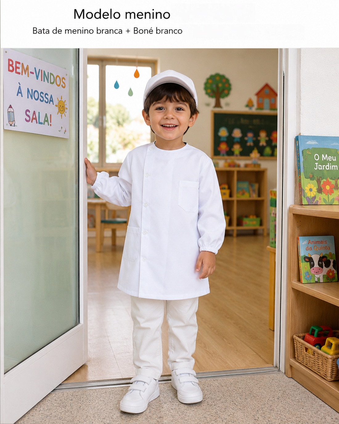 Bibe escolar menino branco liso - Jardim de infância