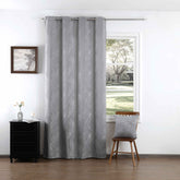Cortina Jacquard com Bordado Cinza Escura 140*260CM-Individual- BOD HOME