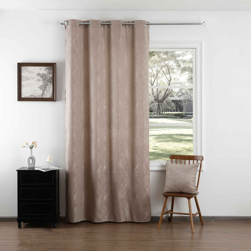 Cortina Jacquard com Bordado Castanho 140*260CM-Individual- BOD HOME