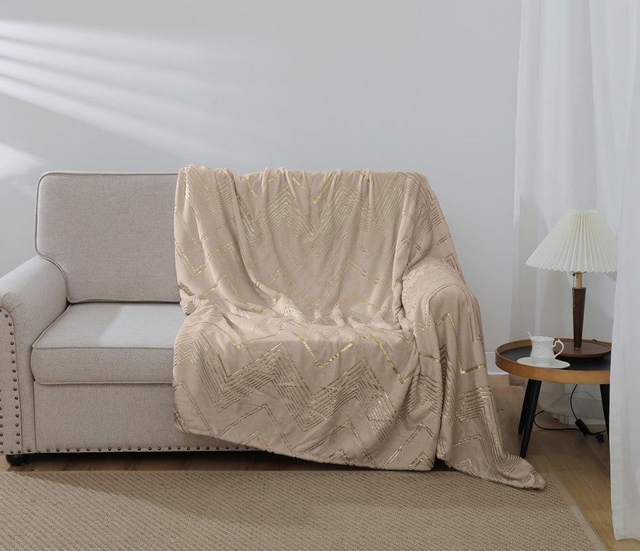 Cobertor com Geométrico Estampado Castanho Claro - BOD HOME