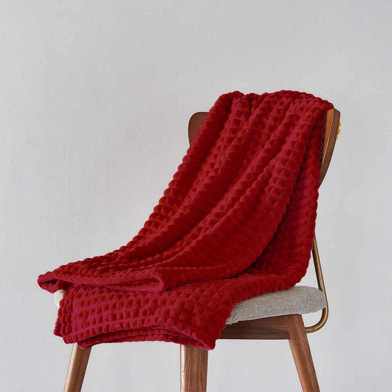 Cobertor com Malha De Pelúcia Longa Bordô - BOD HOME