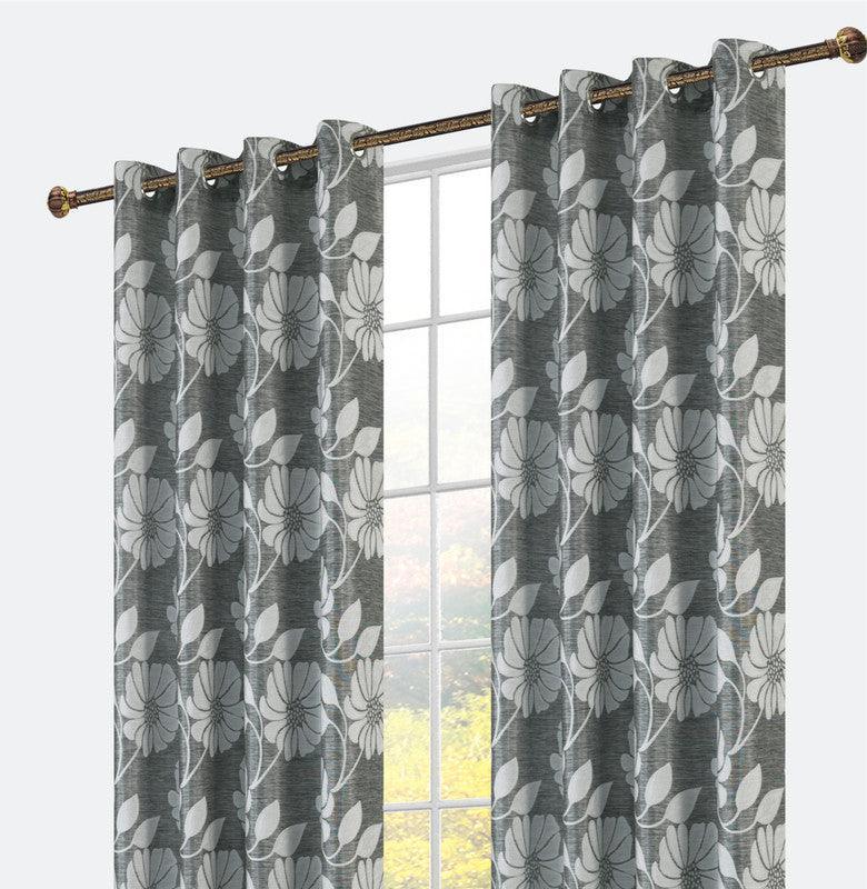 Cortina com Estampa Floral Cinzo Claro 140*260cm - BOD HOME