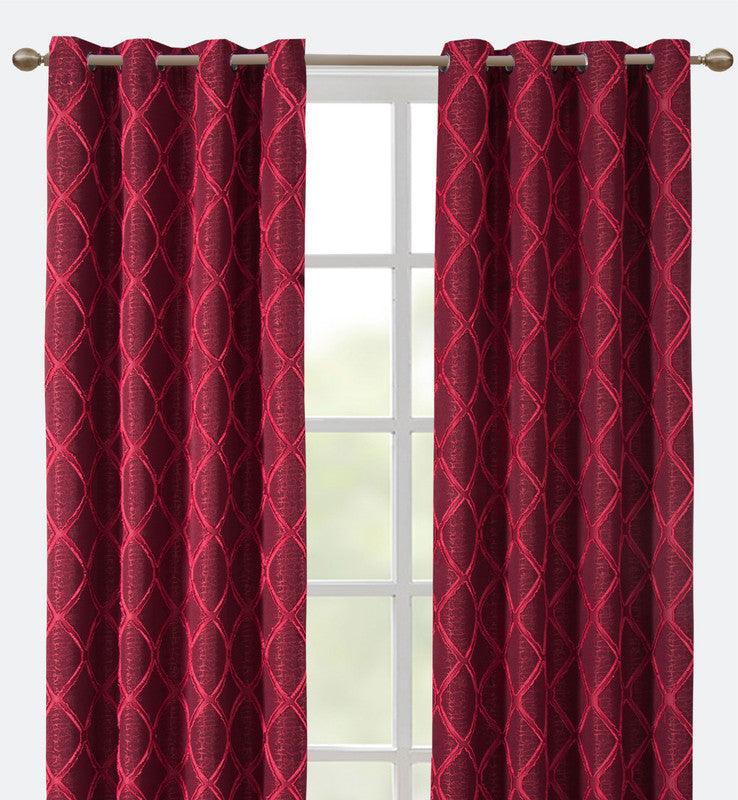 Cortina com Padrão de Losango Bordô 140*260cm - BOD HOME
