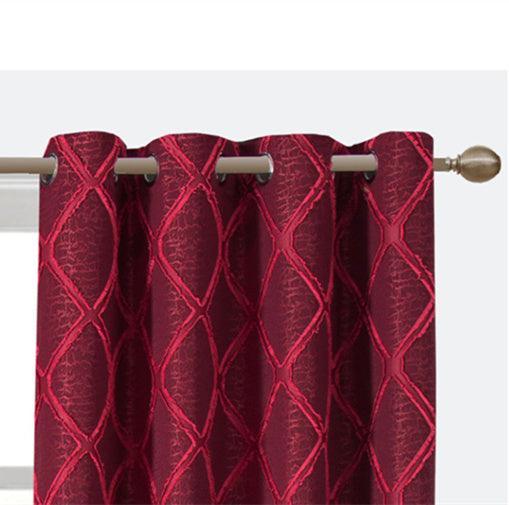Cortina com Padrão de Losango Bordô 140*260cm - BOD HOME