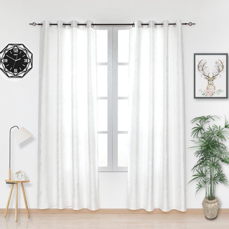 Cortina Confecionada com Tecido Sólido Florido Branco 140*260cm - BOD HOME