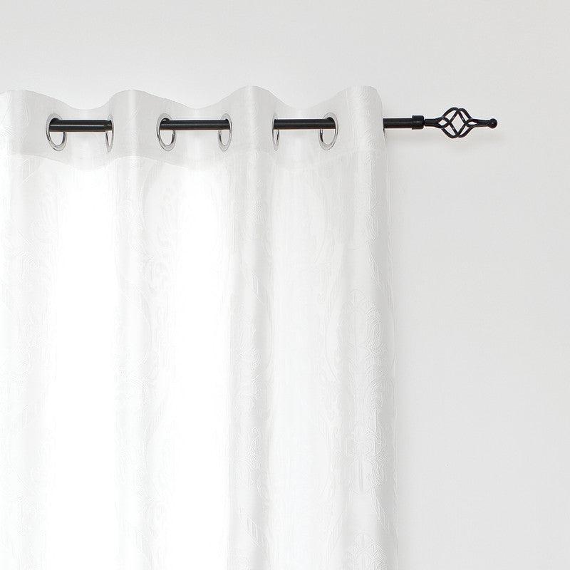 Cortina Confecionada com Tecido Sólido Florido Branco 140*260cm - BOD HOME