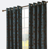 Cortina Confecionada com Tecido Sólido Florido Sofisticado Azul Turquesa 140*260cm - BOD HOME