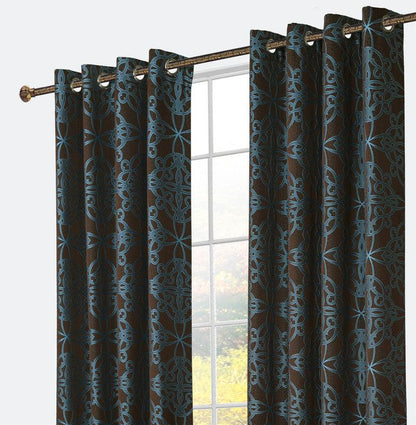 Cortina Confecionada com Tecido Sólido Florido Sofisticado Azul Turquesa 140*260cm - BOD HOME