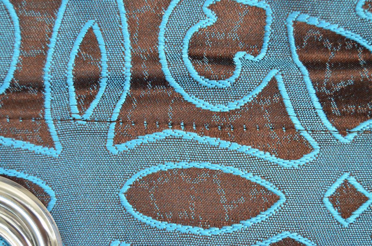 Cortina Confecionada com Tecido Sólido Florido Sofisticado Azul Turquesa 140*260cm - BOD HOME