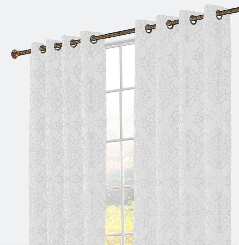 Cortina Confecionada com Tecido Sólido Florido Sofisticado Branco 140*260cm - BOD HOME
