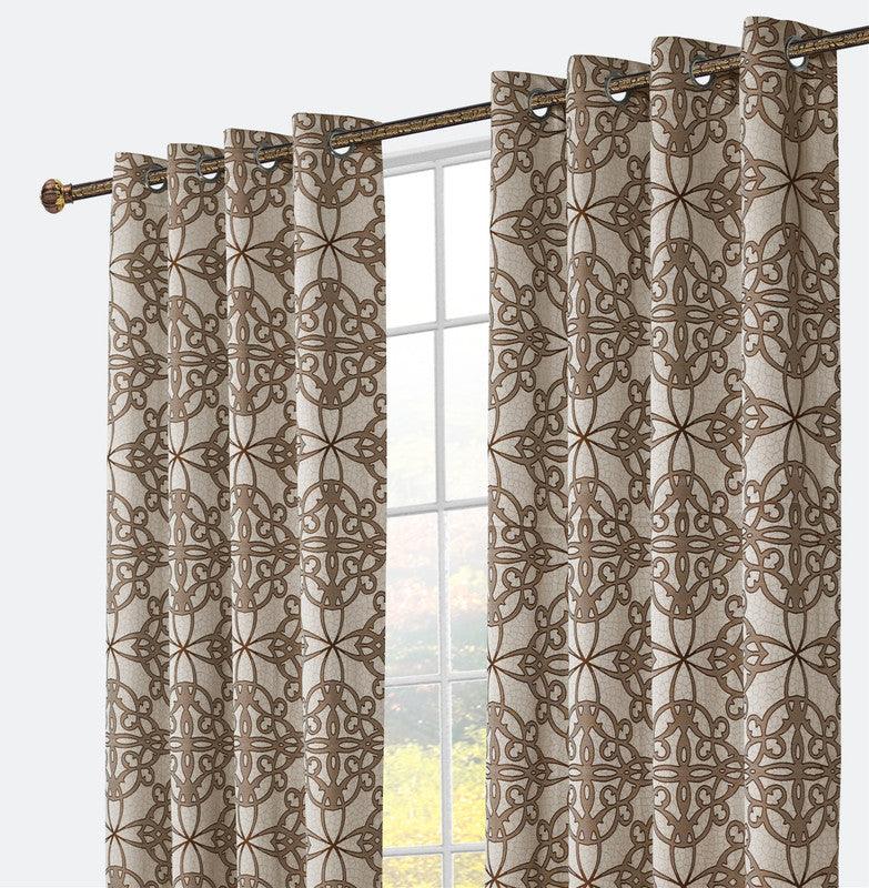 Cortina Confecionada com Tecido Sólido Florido Sofisticado Castanho 140*260cm - BOD HOME