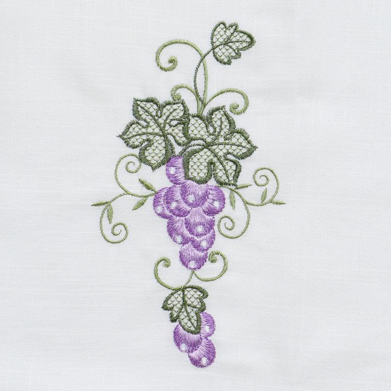 Cortina de cozinha em tela com bordado de uvas - BOD HOME