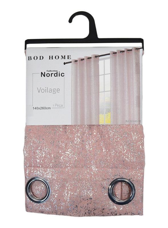 CORTINA DOLLY PONTO DE PRATA ROSA 140*260cm - BOD HOME