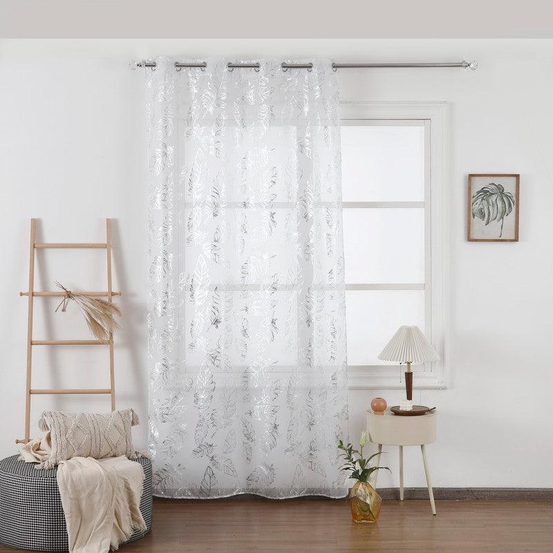 Cortina estampada com prateados de folhas 140*260cm - BOD HOME
