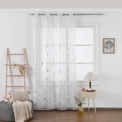 Cortina estampada com prateados de folhas 140*260cm - BOD HOME