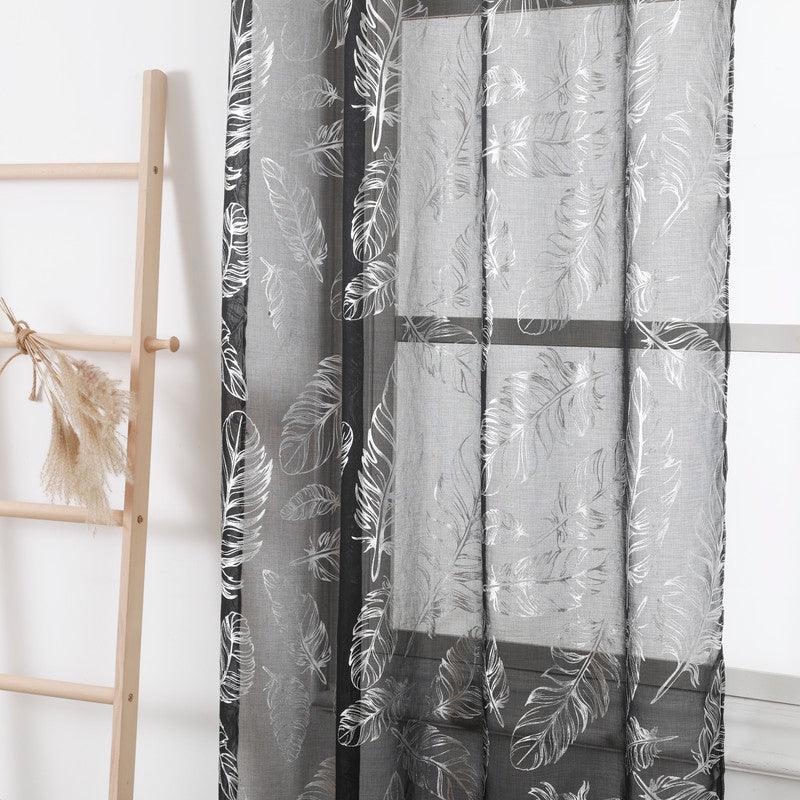 Cortina estampada com prateados de folhas 140*260cm - BOD HOME