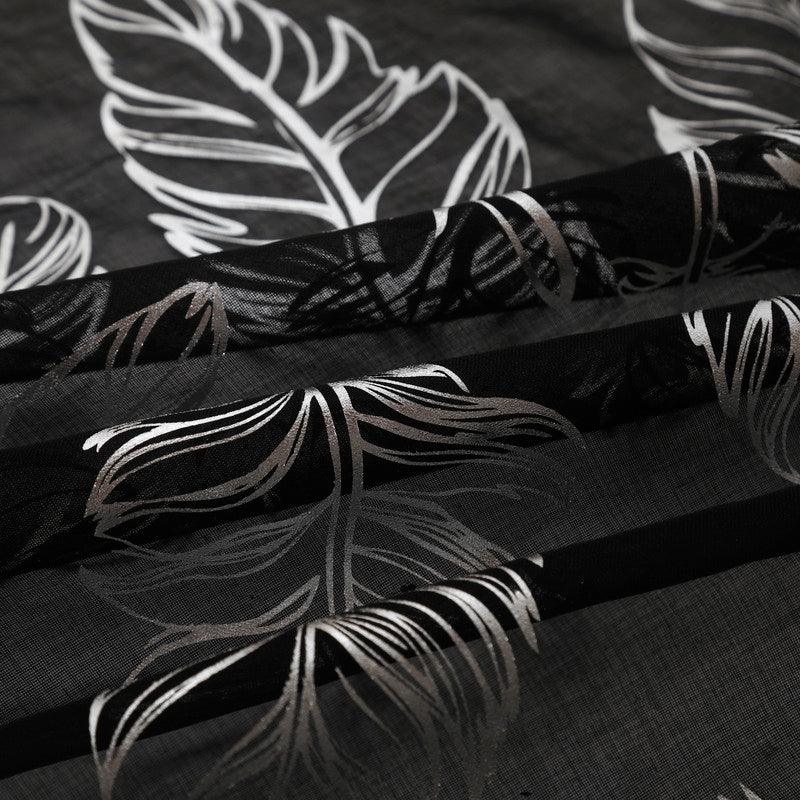 Cortina estampada com prateados de folhas 140*260cm - BOD HOME