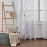 Cortina estampada com prateados de folhas 140*260cm - BOD HOME