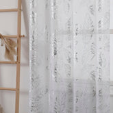 Cortina estampada com prateados de folhas 140*260cm - BOD HOME