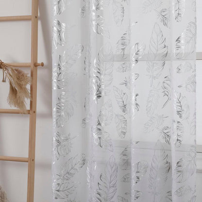 Cortina estampada com prateados de folhas 140*260cm - BOD HOME