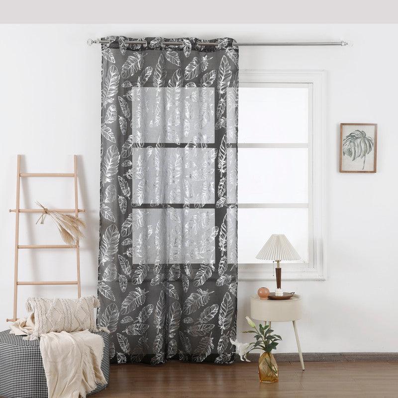 Cortina estampada com prateados de folhas 140*260cm - BOD HOME