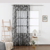 Cortina estampada com prateados de folhas 140*260cm - BOD HOME